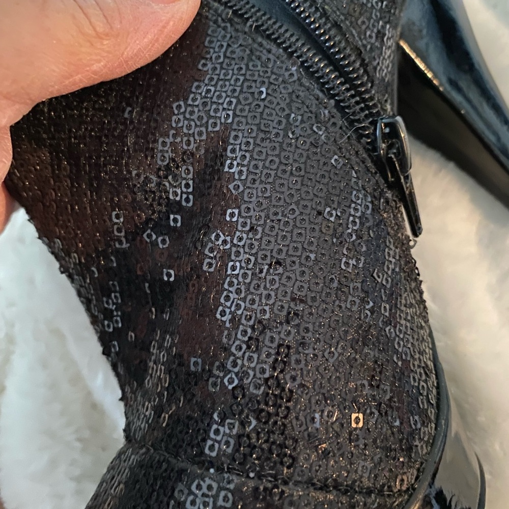 Olsenboye Black Platform Sequence Booties 6/ 6 1/2 - image 4